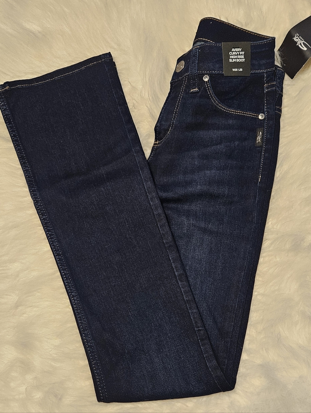 Silver Jeans Avery High-Rise Slim Boot Jeans - Dark Blue - Picture 2 of 4
